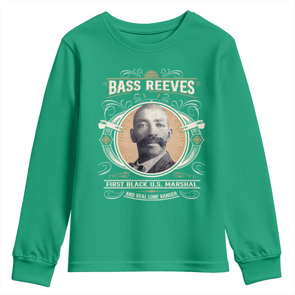 Bass Reeves First Black US Marshal And Real Lone Ranger Youth Sweatshirt African American Cowboy Legend
