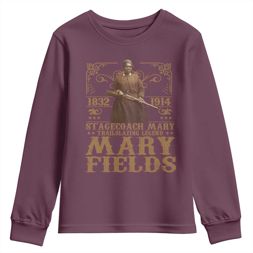 Mary Fields Youth Sweatshirt Stagecoach Mary Trailblazing Legend Black Cowgirl Pioneer
