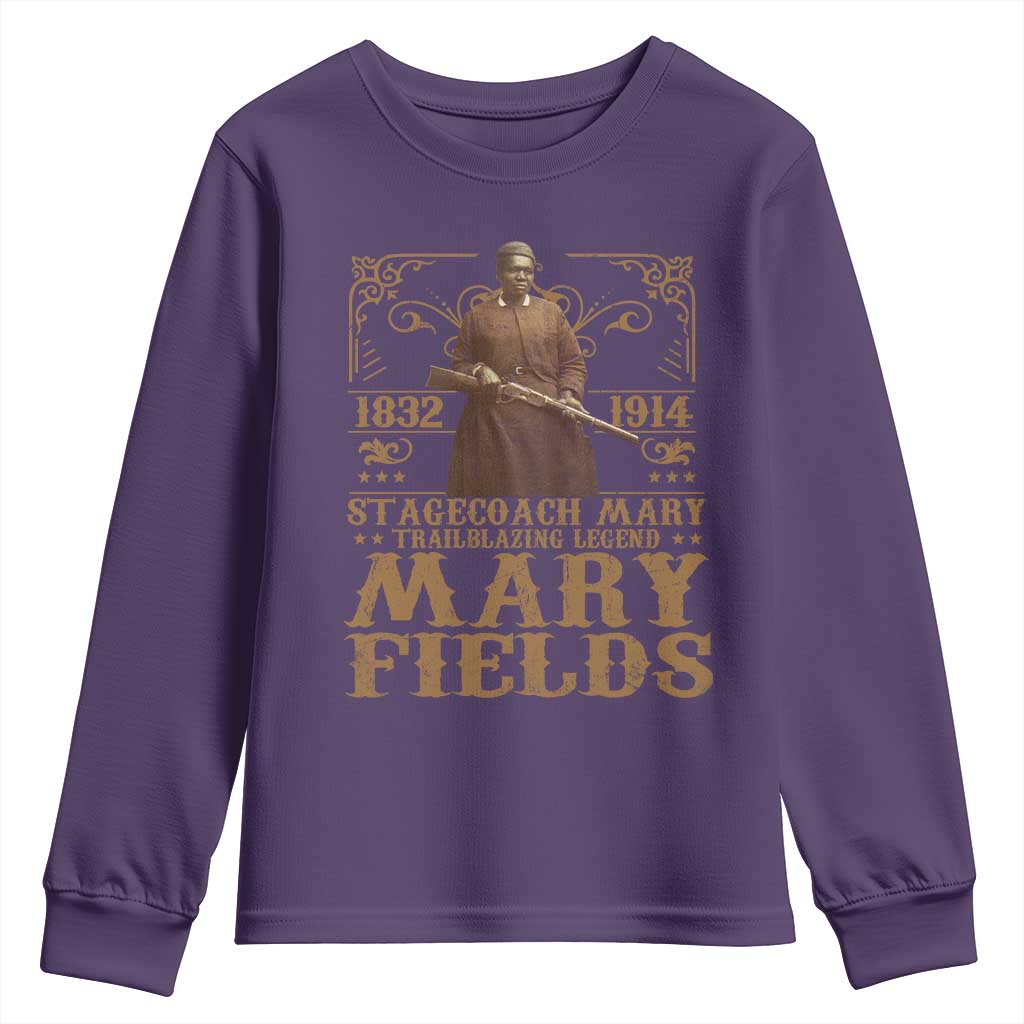 Mary Fields Youth Sweatshirt Stagecoach Mary Trailblazing Legend Black Cowgirl Pioneer