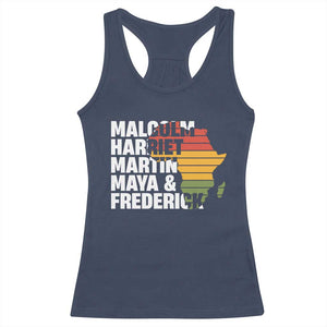 Black Leaders Racerback Tank Top Malcolm Harriet Martin Maya Frederick Africa Map