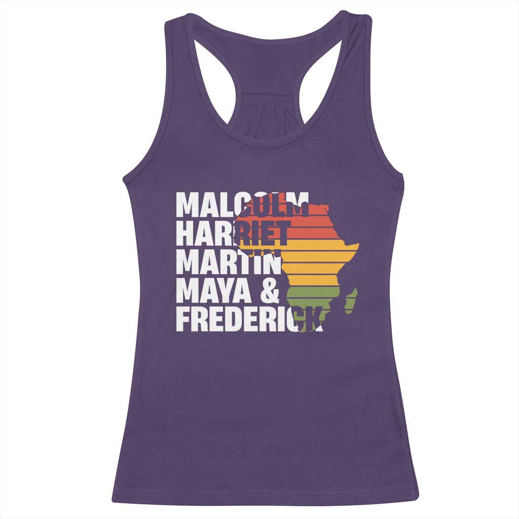 Black Leaders Racerback Tank Top Malcolm Harriet Martin Maya Frederick Africa Map