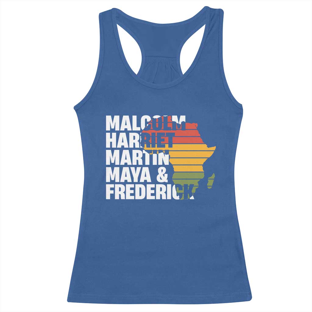 Black Leaders Racerback Tank Top Malcolm Harriet Martin Maya Frederick Africa Map