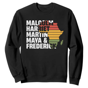 Black Leaders Sweatshirt Malcolm Harriet Martin Maya Frederick Africa Map