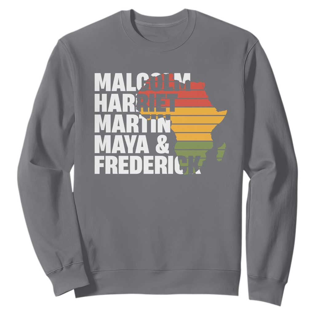 Black Leaders Sweatshirt Malcolm Harriet Martin Maya Frederick Africa Map