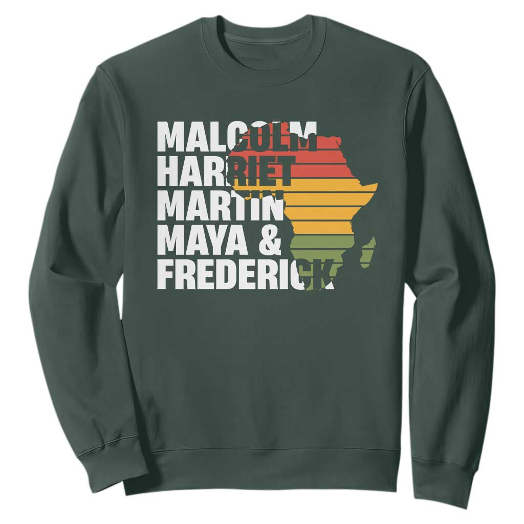 Black Leaders Sweatshirt Malcolm Harriet Martin Maya Frederick Africa Map