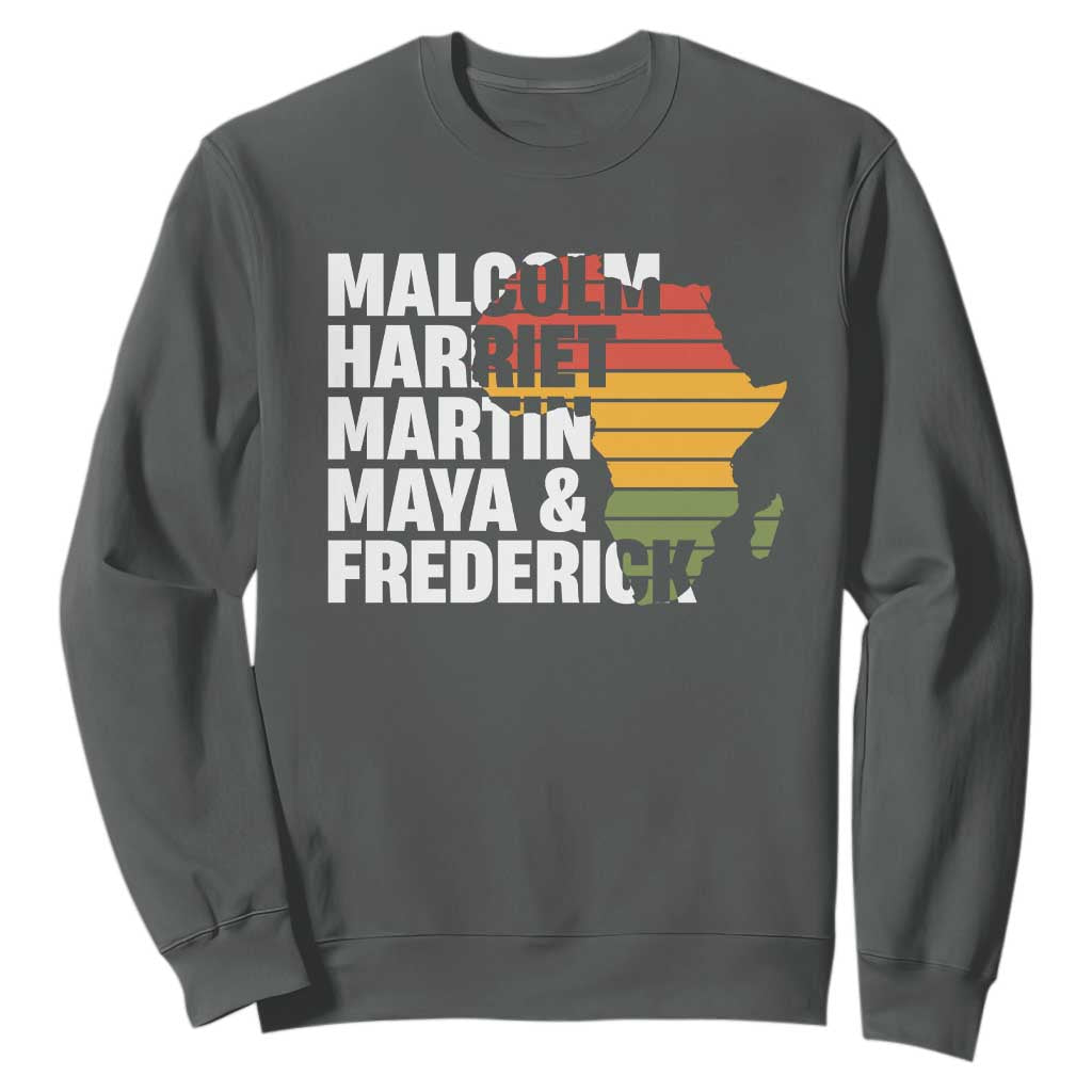 Black Leaders Sweatshirt Malcolm Harriet Martin Maya Frederick Africa Map