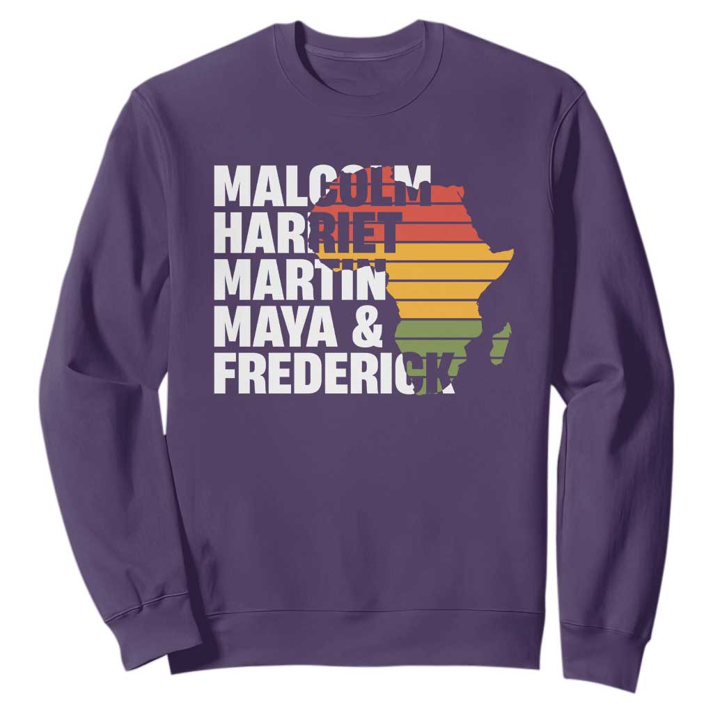 Black Leaders Sweatshirt Malcolm Harriet Martin Maya Frederick Africa Map
