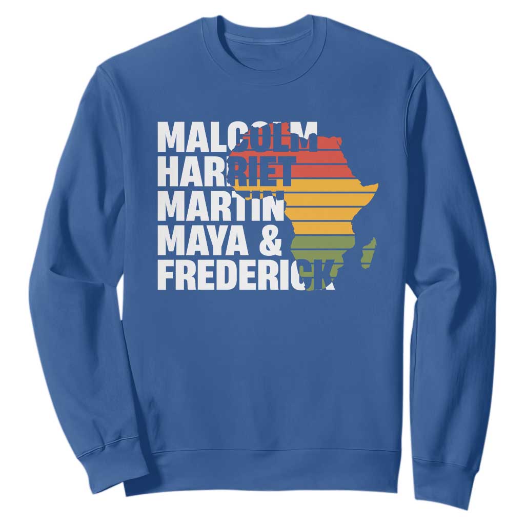 Black Leaders Sweatshirt Malcolm Harriet Martin Maya Frederick Africa Map