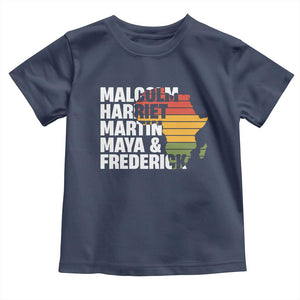 Black Leaders Toddler T Shirt Malcolm Harriet Martin Maya Frederick Africa Map