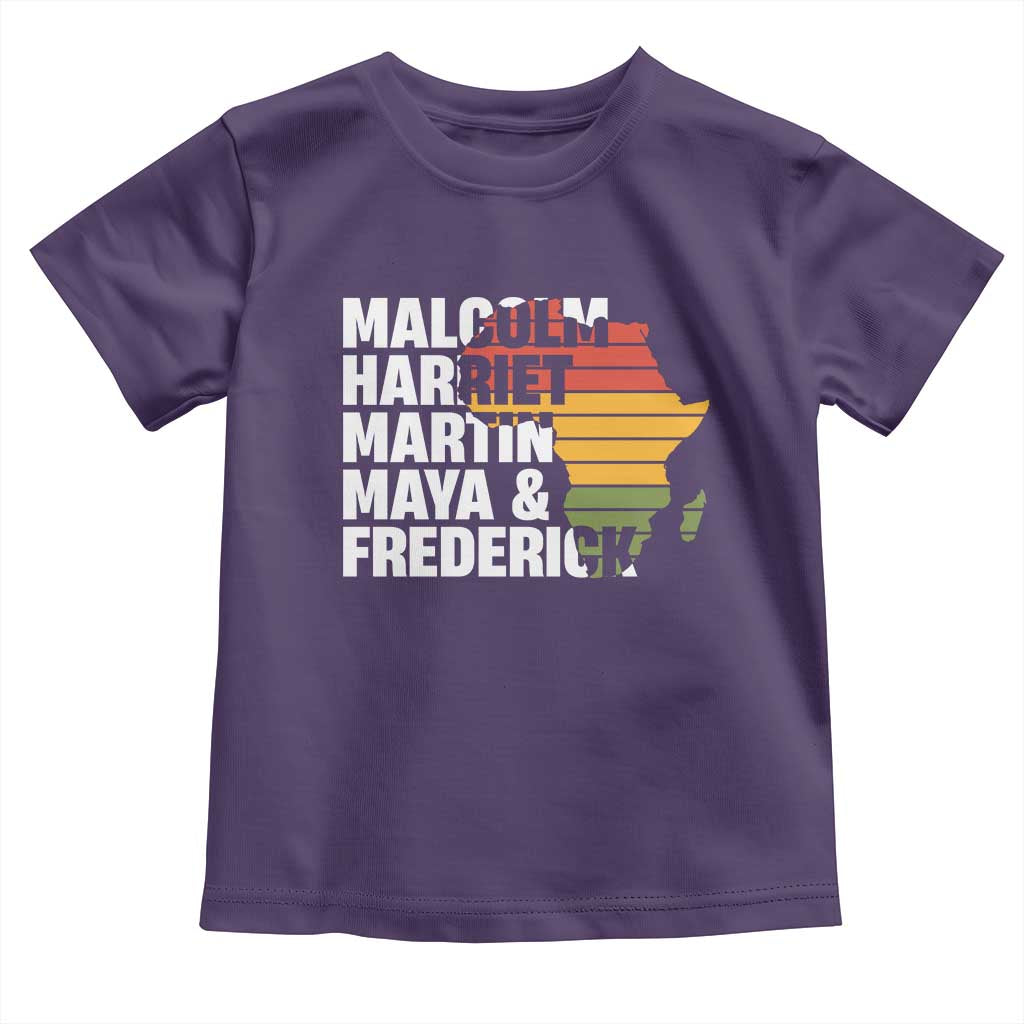 Black Leaders Toddler T Shirt Malcolm Harriet Martin Maya Frederick Africa Map