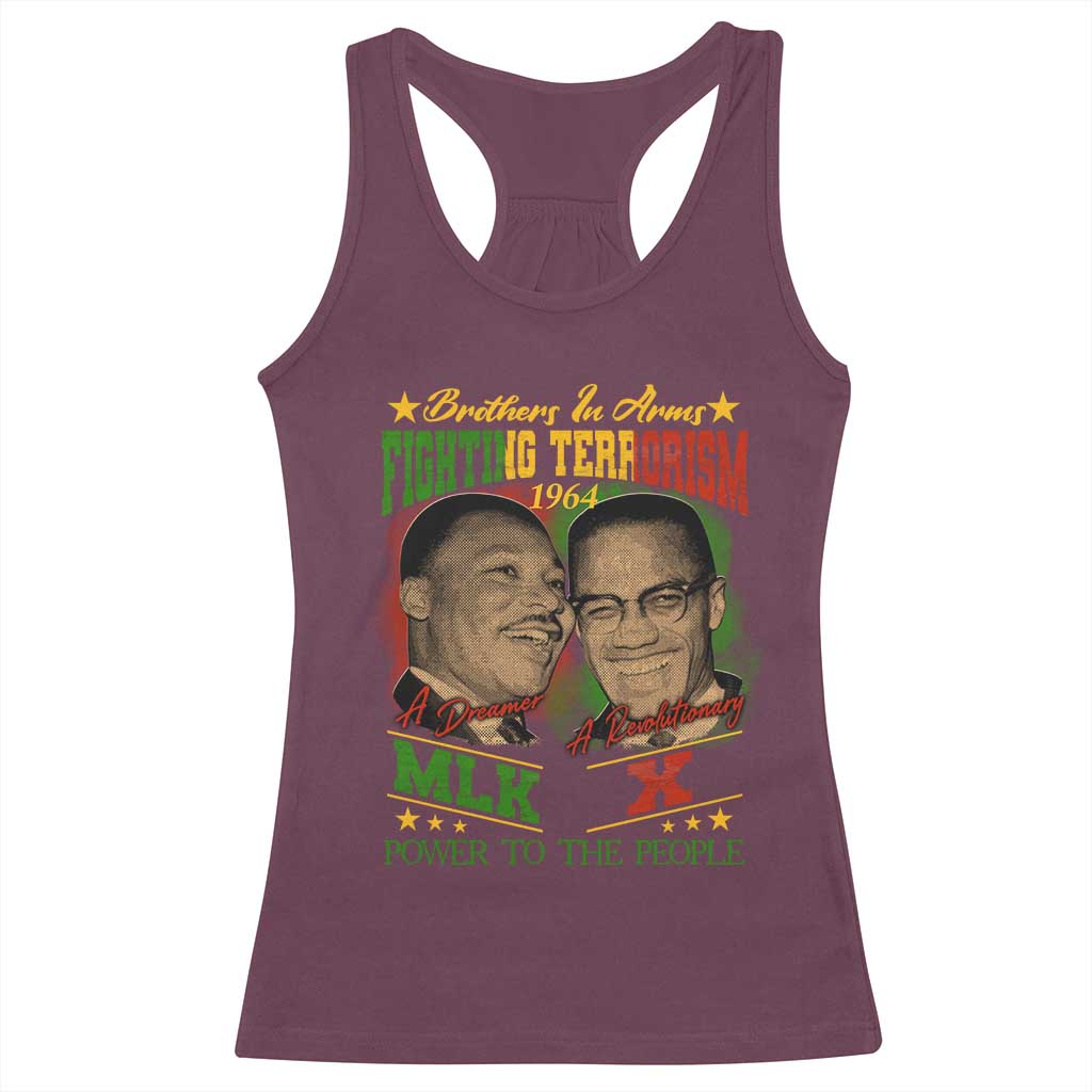 Martin Luther King And Malcolm X Racerback Tank Top Brothers In Arms Fighting Terrorism 1964 Black History Leaders
