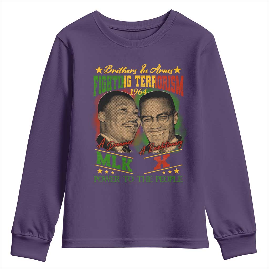 Martin Luther King And Malcolm X Youth Sweatshirt Brothers In Arms Fighting Terrorism 1964 Black History Leaders