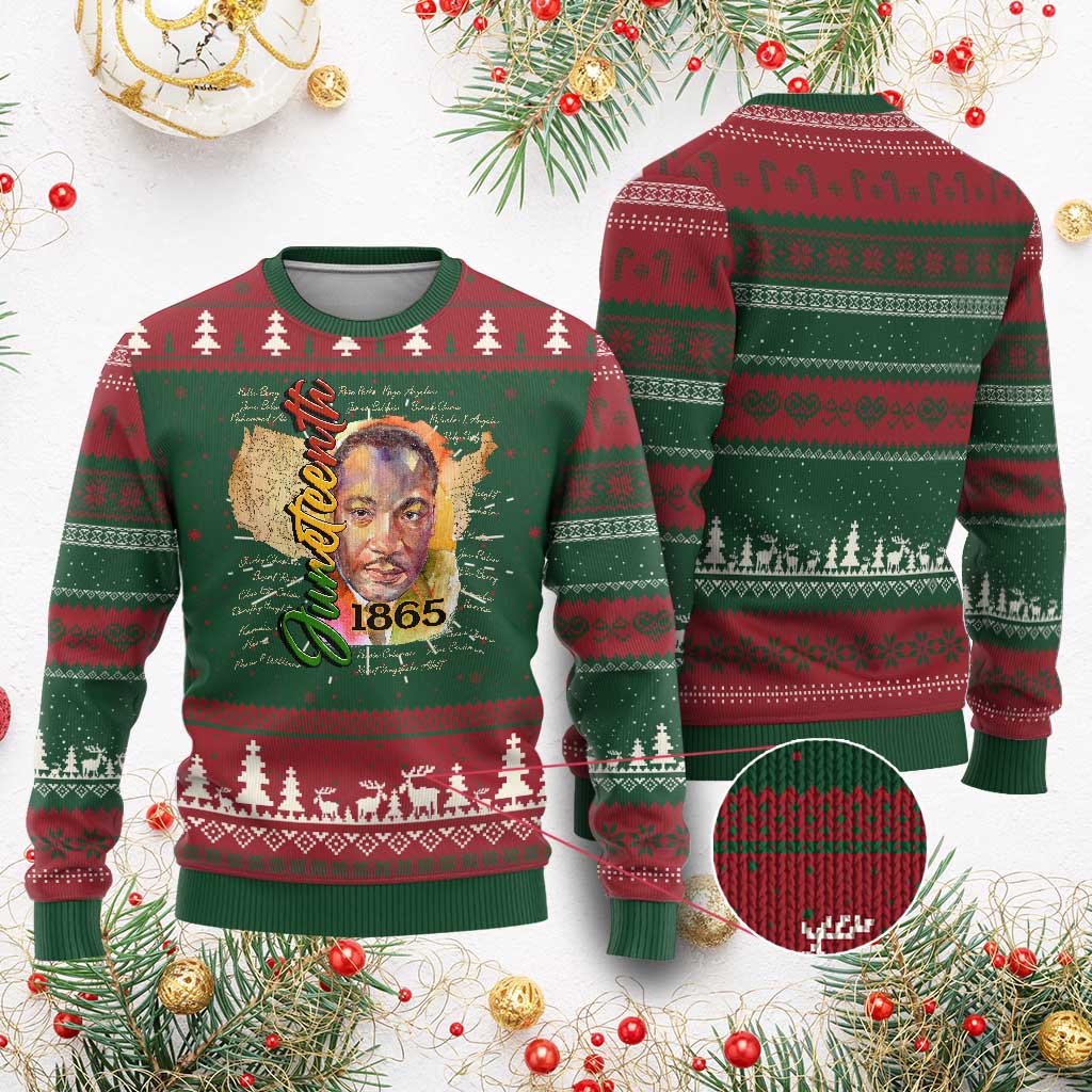 Juneteenth Ugly Christmas Sweater Black Leaders African American Heritage 1865