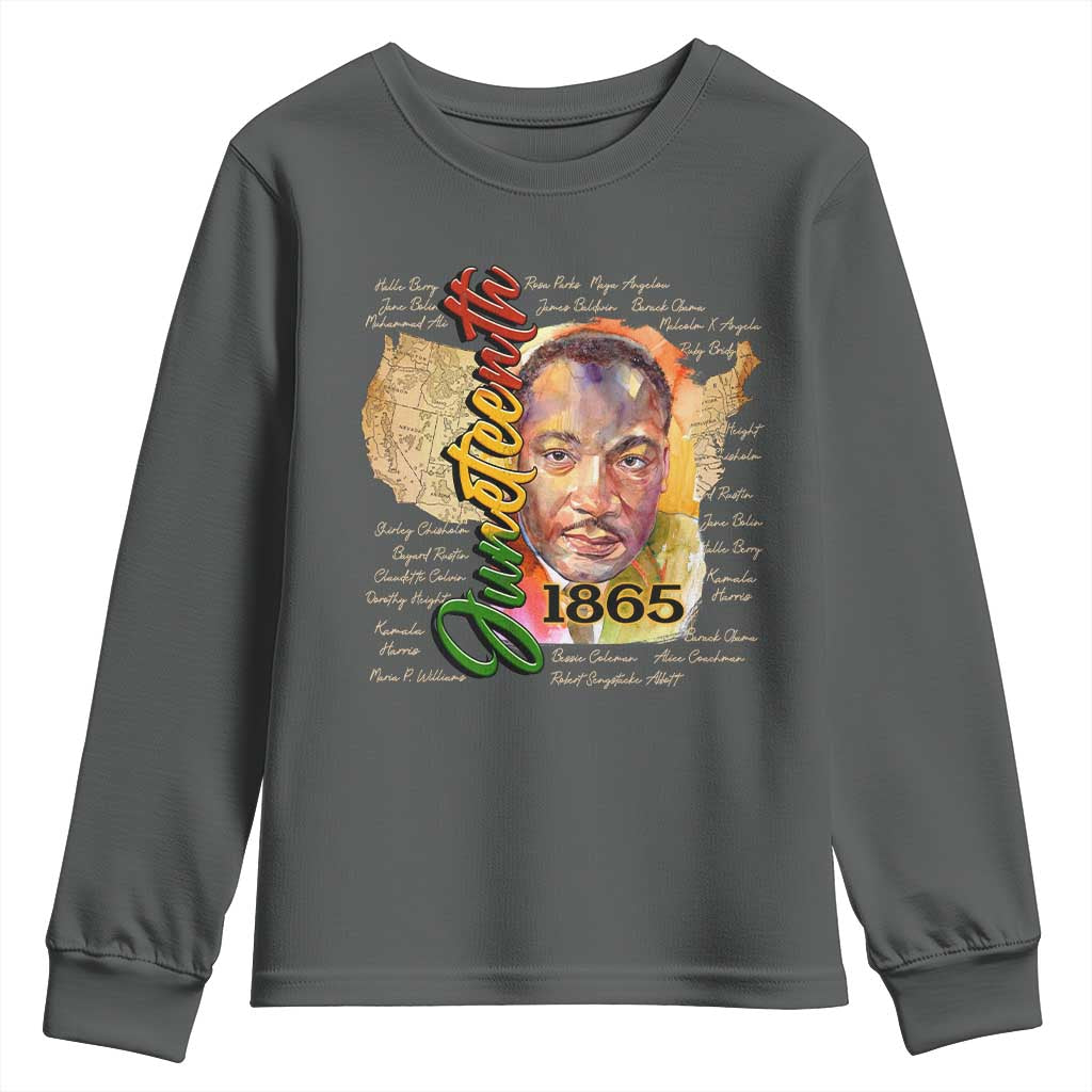 Juneteenth Youth Sweatshirt Black Leaders African American Heritage 1865