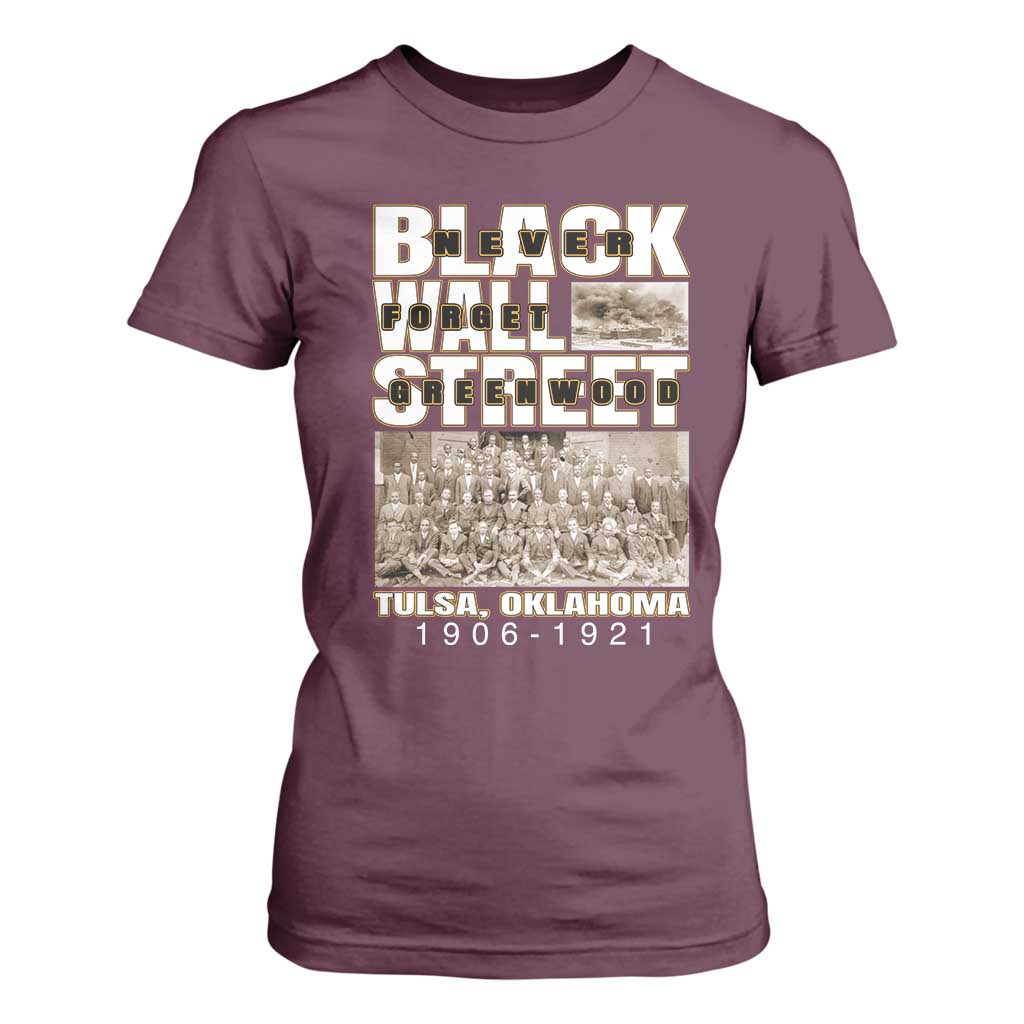 Never Forget Greenwood Black Wall Street T Shirt For Women Black History
