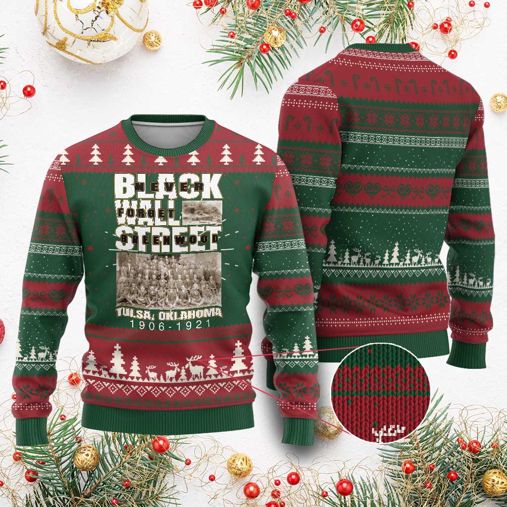 Never Forget Greenwood Black Wall Street Ugly Christmas Sweater Black History