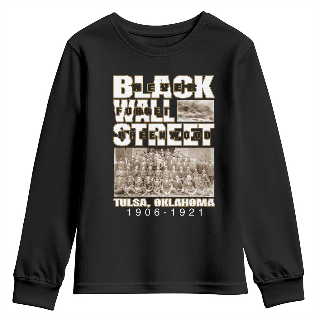 Never Forget Greenwood Black Wall Street Youth Sweatshirt Black History