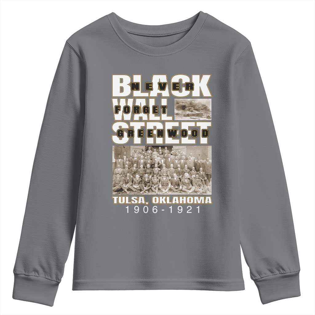 Never Forget Greenwood Black Wall Street Youth Sweatshirt Black History
