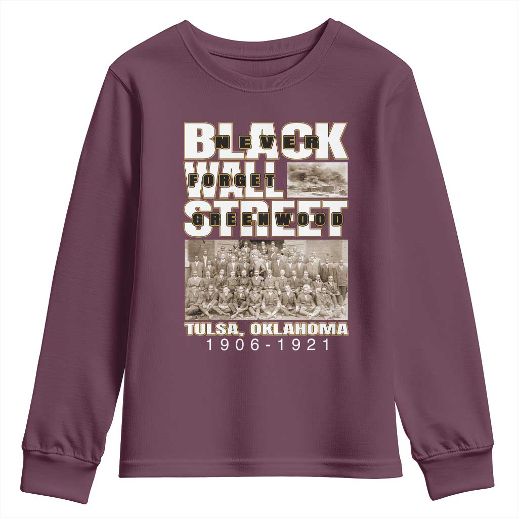 Never Forget Greenwood Black Wall Street Youth Sweatshirt Black History