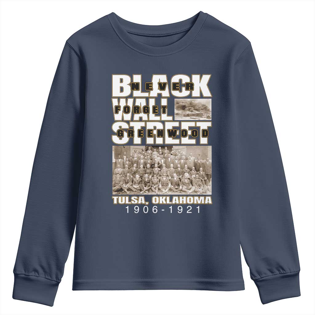 Never Forget Greenwood Black Wall Street Youth Sweatshirt Black History
