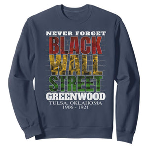 Never Forget Black Wall Street Sweatshirt Tulsa Oklahoma Black History Month African American Heritage