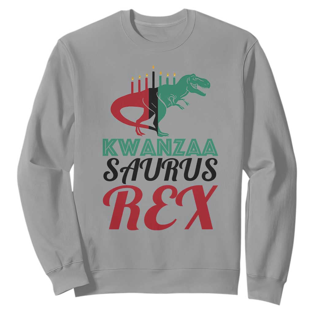 Kwanzaa Saurus Rex Kinara Candles Dinosaur T-rex African Heritage Holiday Sweatshirt