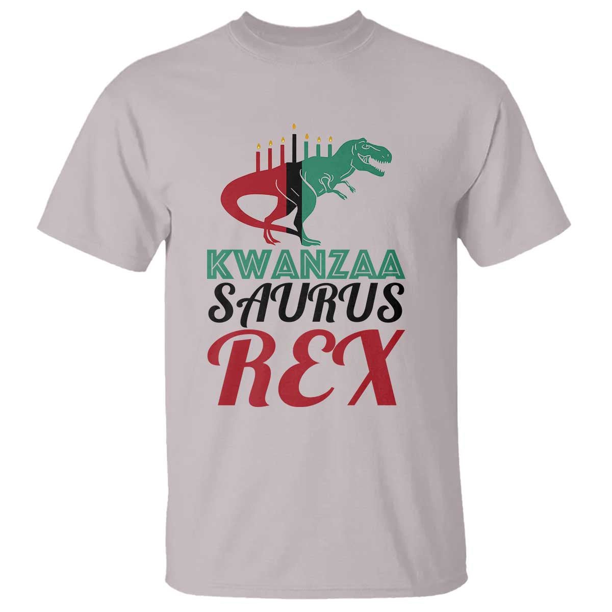 Kwanzaa Saurus Rex Kinara Candles Dinosaur T-rex African Heritage Holiday T Shirt