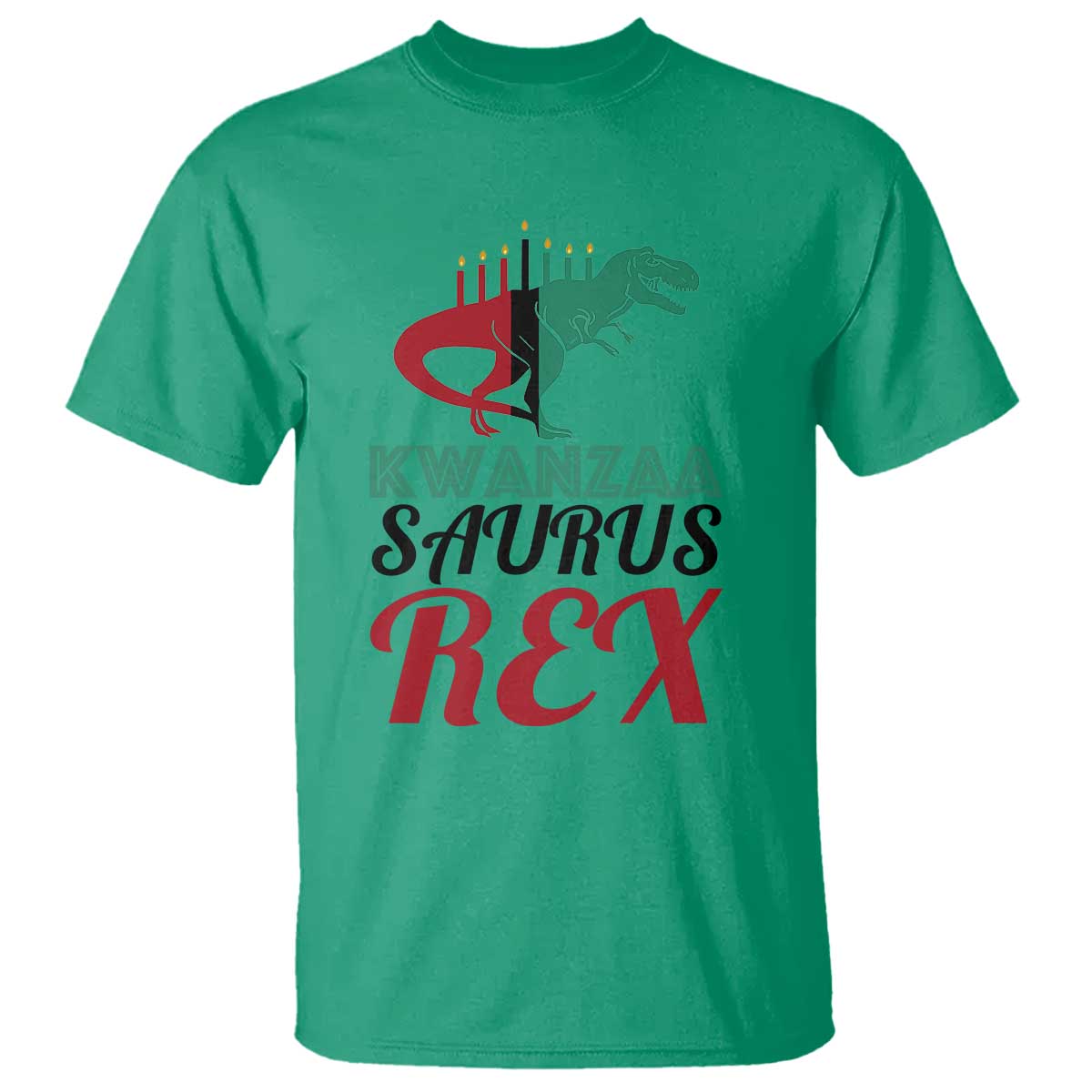 Kwanzaa Saurus Rex Kinara Candles Dinosaur T-rex African Heritage Holiday T Shirt
