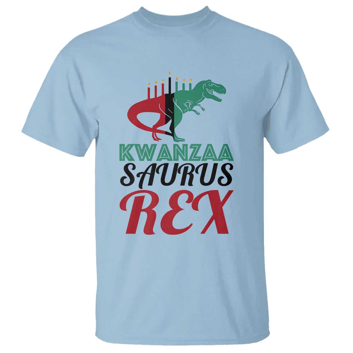 Kwanzaa Saurus Rex Kinara Candles Dinosaur T-rex African Heritage Holiday T Shirt