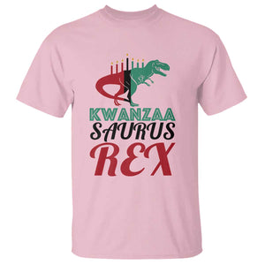 Kwanzaa Saurus Rex Kinara Candles Dinosaur T-rex African Heritage Holiday T Shirt