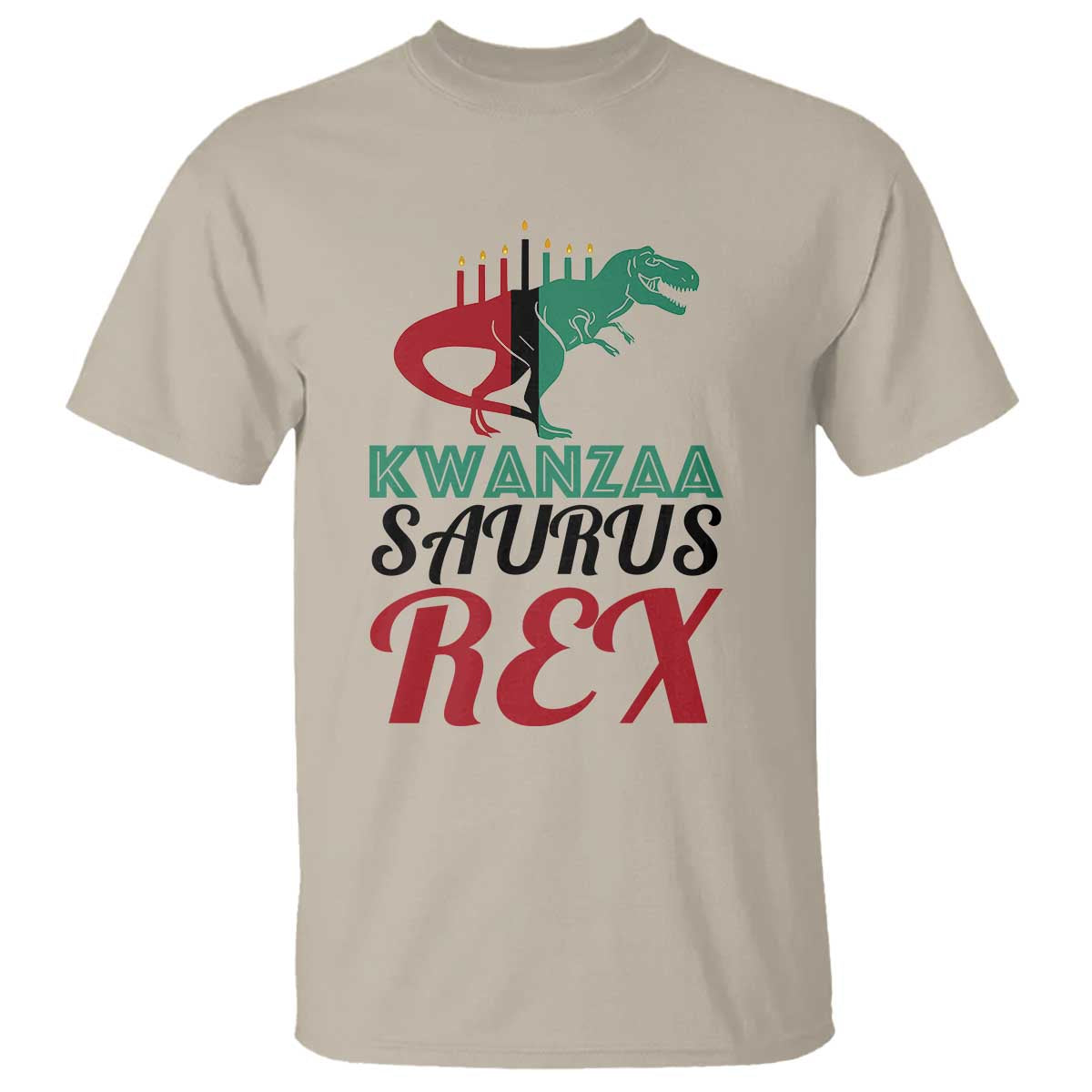 Kwanzaa Saurus Rex Kinara Candles Dinosaur T-rex African Heritage Holiday T Shirt