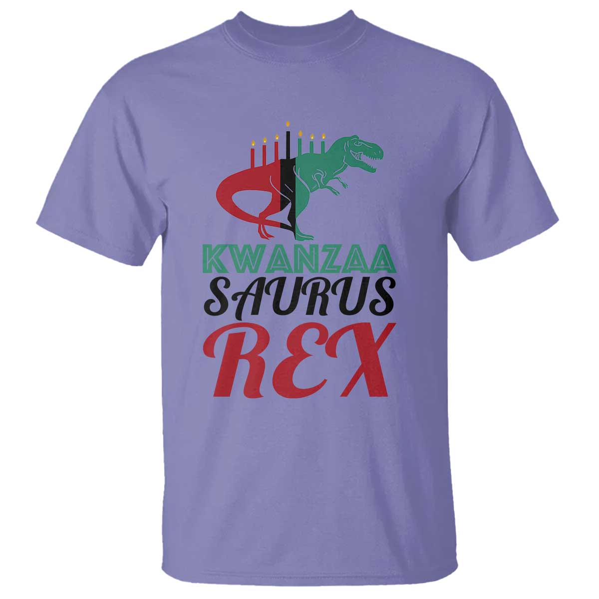 Kwanzaa Saurus Rex Kinara Candles Dinosaur T-rex African Heritage Holiday T Shirt