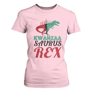 Kwanzaa Saurus Rex Kinara Candles Dinosaur T-rex African Heritage Holiday T Shirt For Women