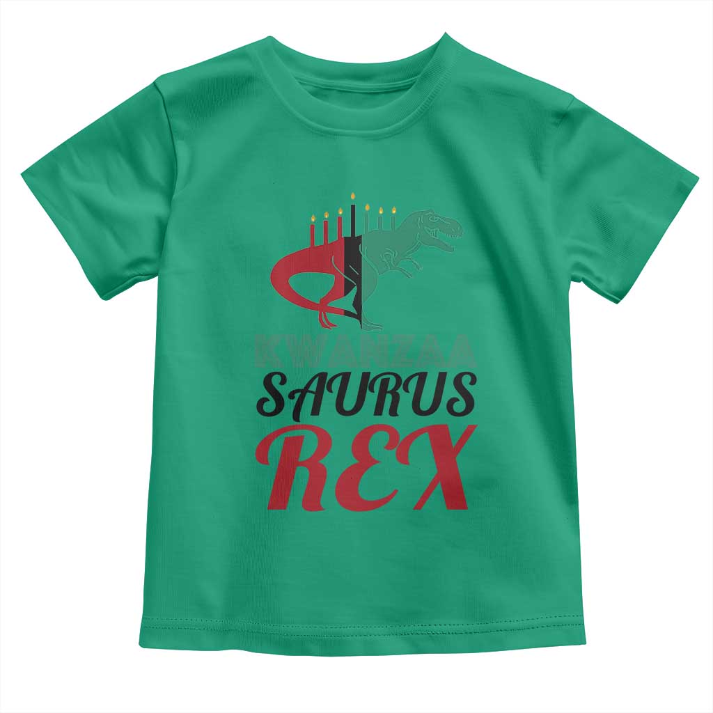 Kwanzaa Saurus Rex Kinara Candles Dinosaur T-rex African Heritage Holiday Toddler T Shirt