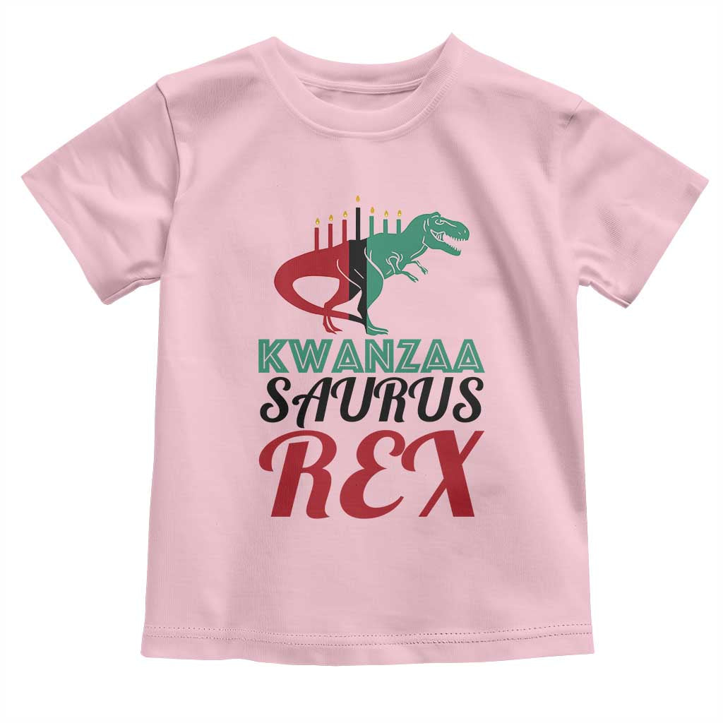 Kwanzaa Saurus Rex Kinara Candles Dinosaur T-rex African Heritage Holiday Toddler T Shirt