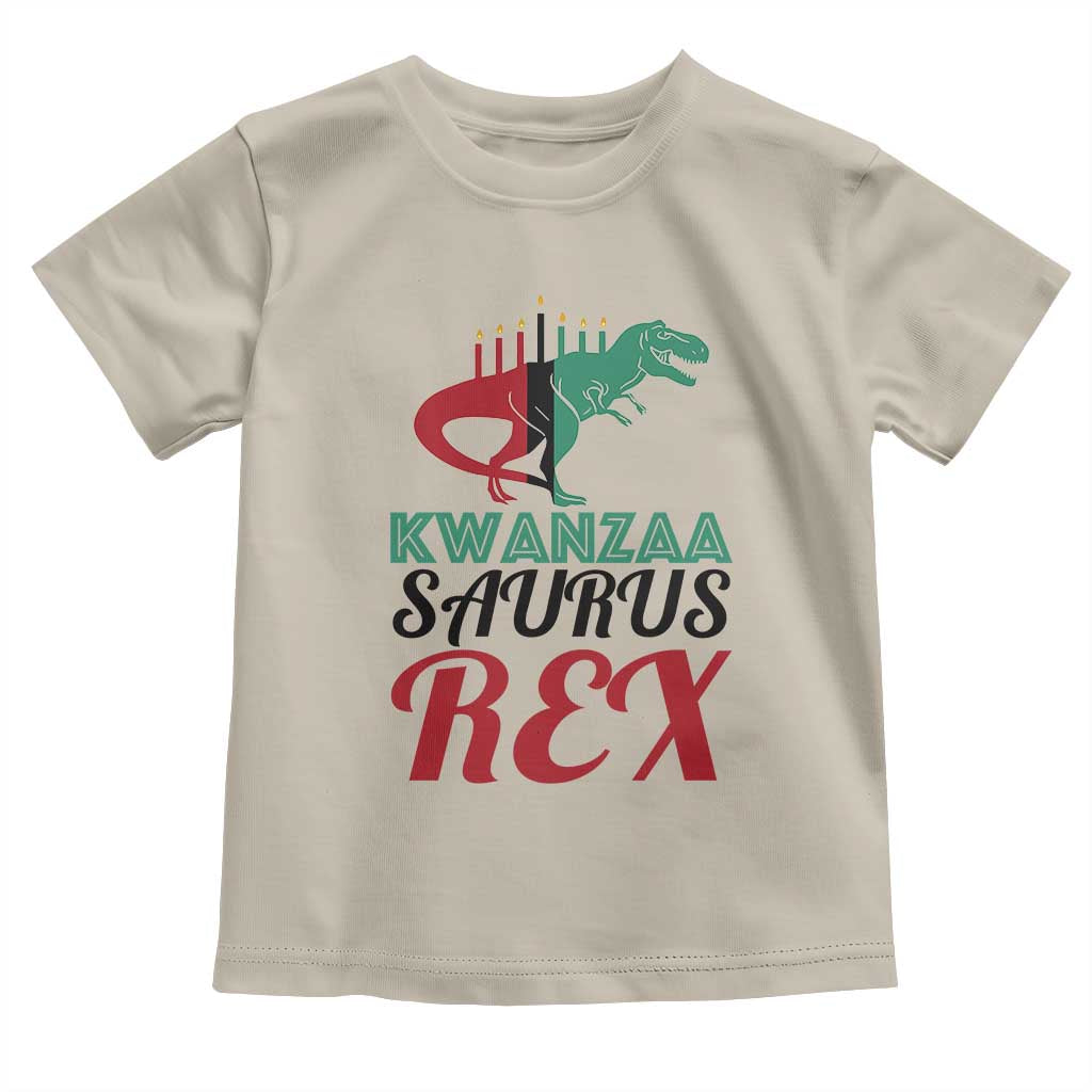 Kwanzaa Saurus Rex Kinara Candles Dinosaur T-rex African Heritage Holiday Toddler T Shirt
