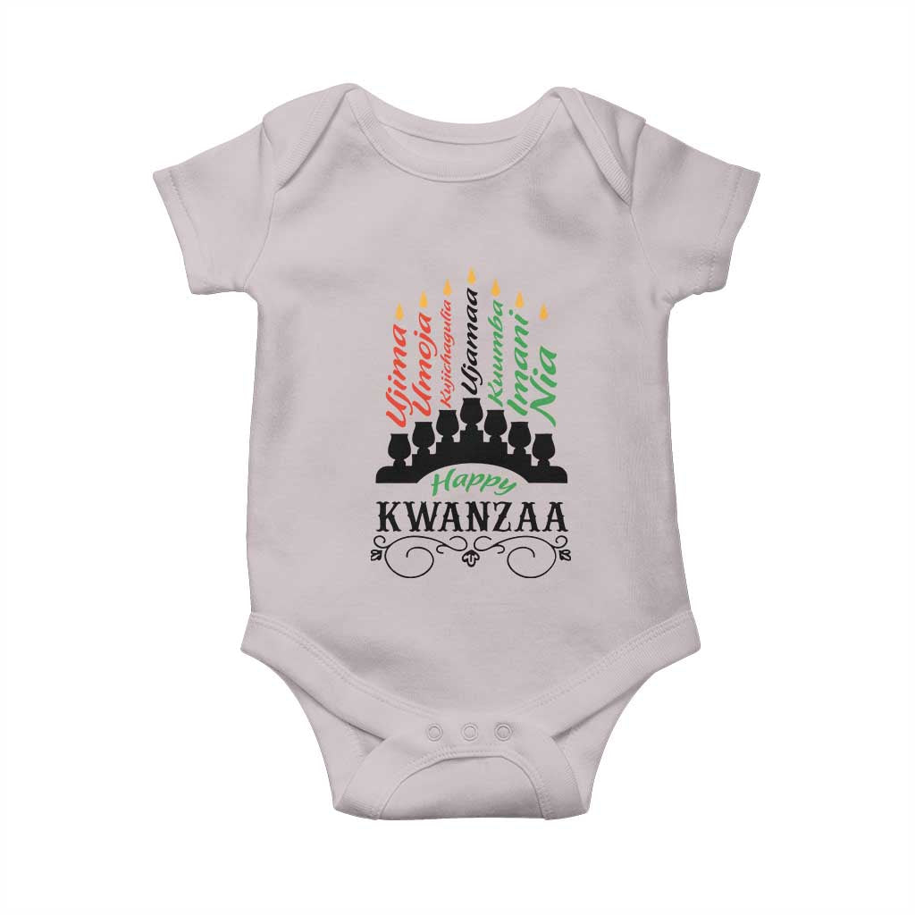 Happy Kwanzaa The 7 Principles African Nguzo Saba Kinara Candles African American Holiday Baby Onesie