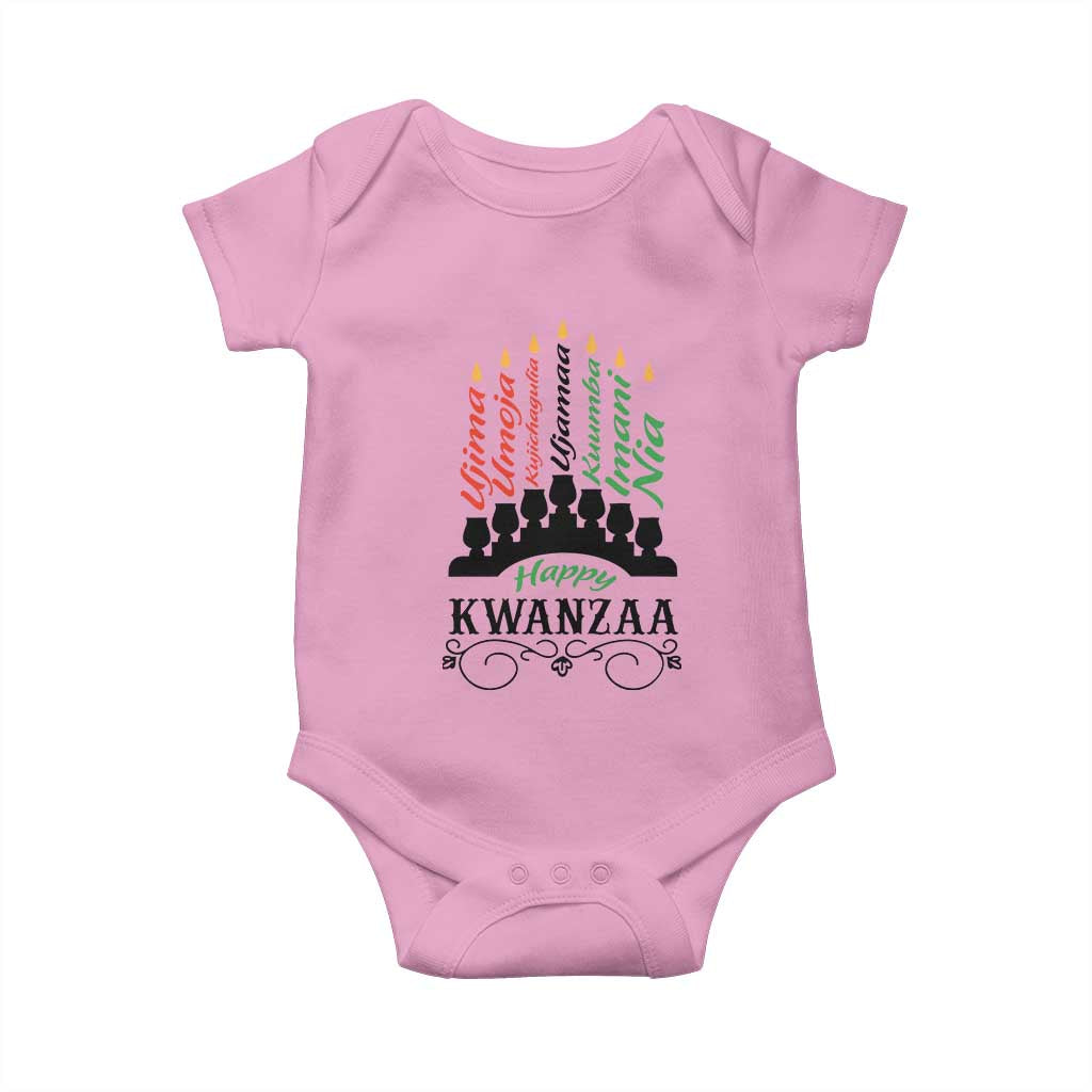 Happy Kwanzaa The 7 Principles African Nguzo Saba Kinara Candles African American Holiday Baby Onesie
