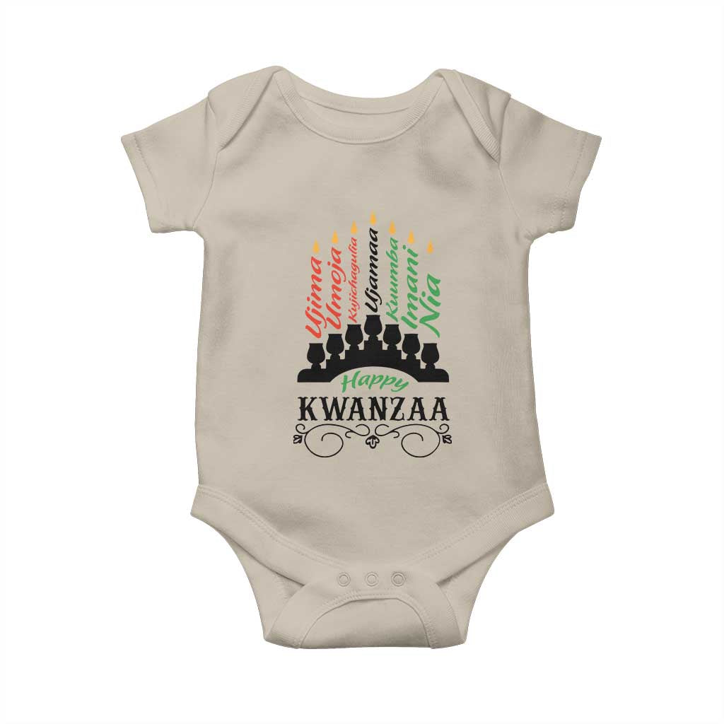 Happy Kwanzaa The 7 Principles African Nguzo Saba Kinara Candles African American Holiday Baby Onesie