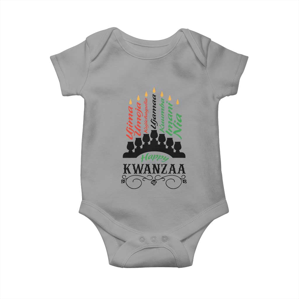 Happy Kwanzaa The 7 Principles African Nguzo Saba Kinara Candles African American Holiday Baby Onesie