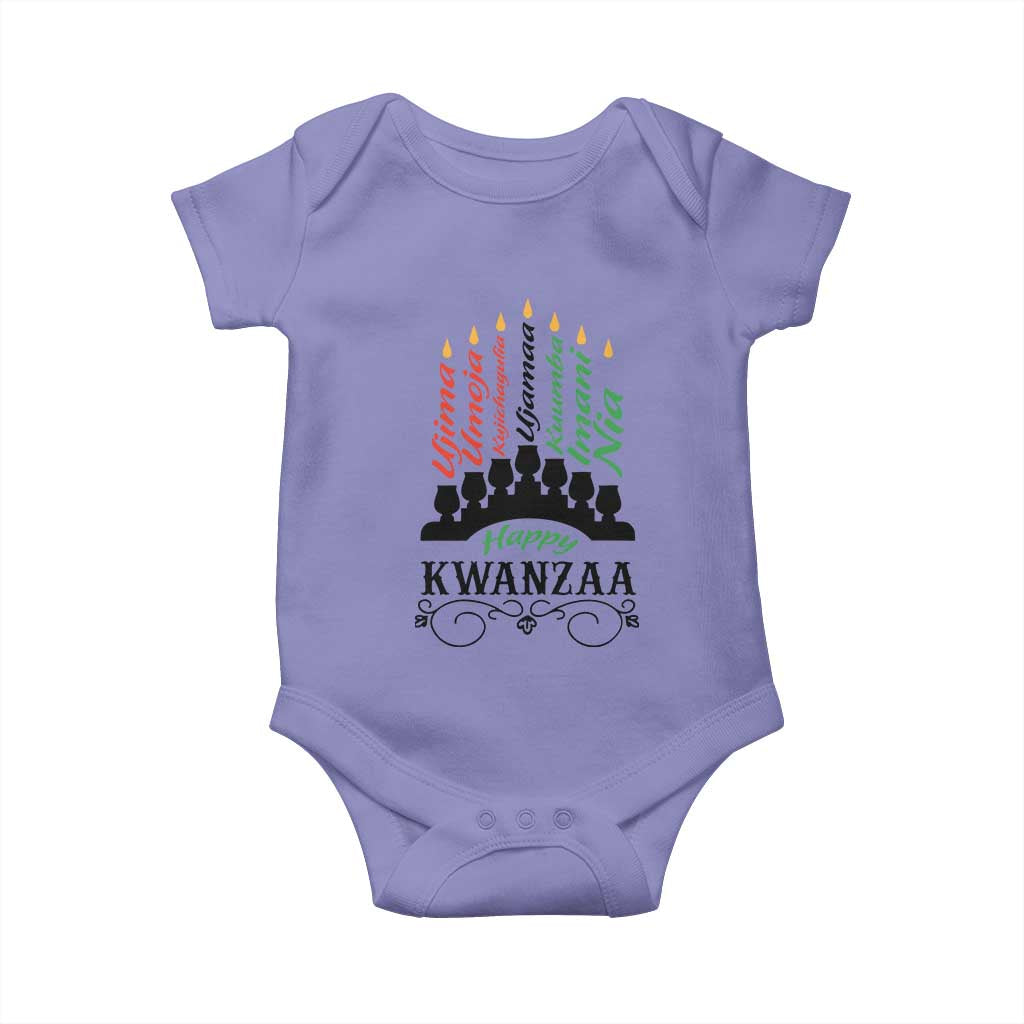 Happy Kwanzaa The 7 Principles African Nguzo Saba Kinara Candles African American Holiday Baby Onesie