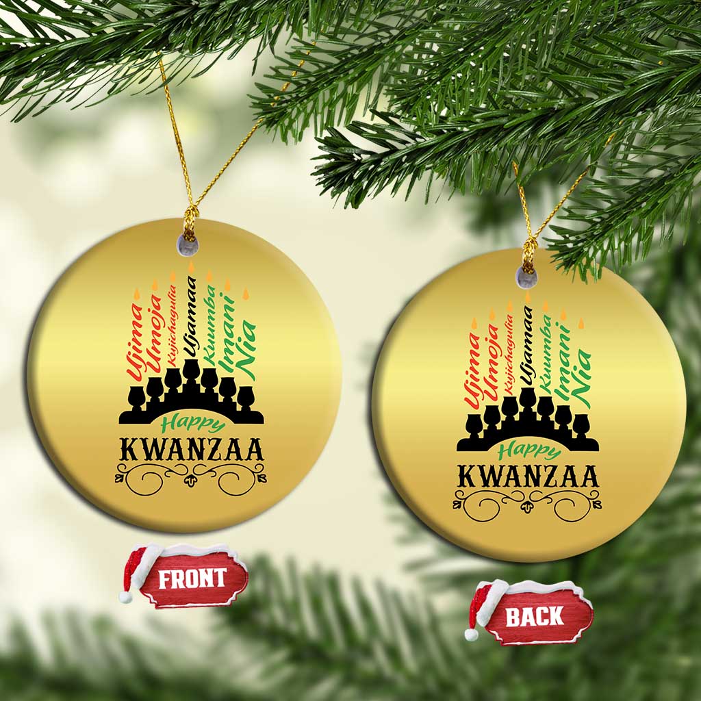 Happy Kwanzaa The 7 Principles African Nguzo Saba Kinara Candles African American Holiday Christmas Ornament