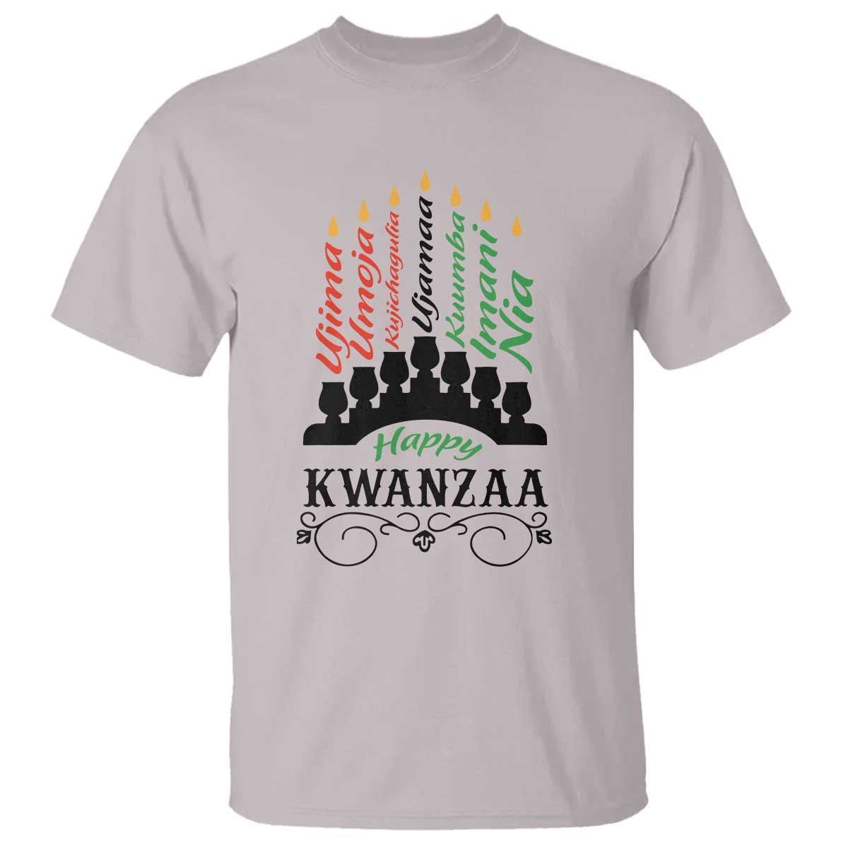 Happy Kwanzaa The 7 Principles African Nguzo Saba Kinara Candles African American Holiday T Shirt