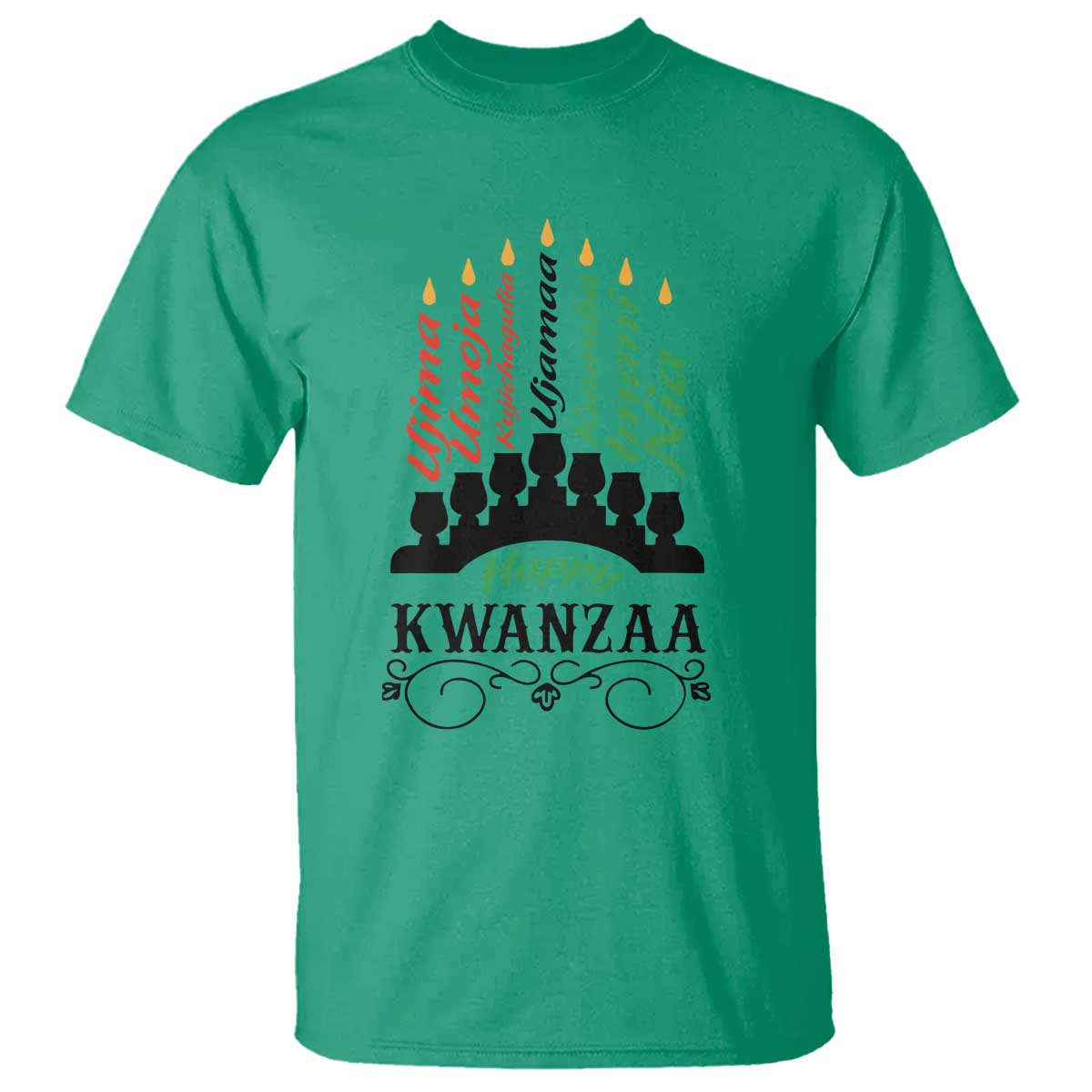 Happy Kwanzaa The 7 Principles African Nguzo Saba Kinara Candles African American Holiday T Shirt