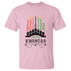 Happy Kwanzaa The 7 Principles African Nguzo Saba Kinara Candles African American Holiday T Shirt