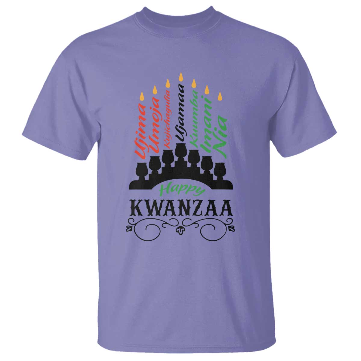 Happy Kwanzaa The 7 Principles African Nguzo Saba Kinara Candles African American Holiday T Shirt