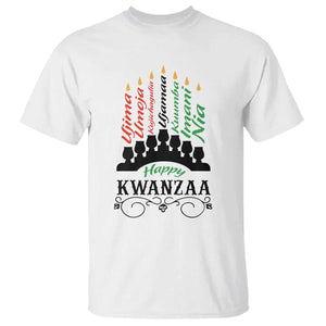 Happy Kwanzaa The 7 Principles African Nguzo Saba Kinara Candles African American Holiday T Shirt