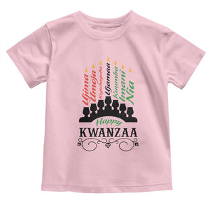 Happy Kwanzaa The 7 Principles African Nguzo Saba Kinara Candles African American Holiday Toddler T Shirt