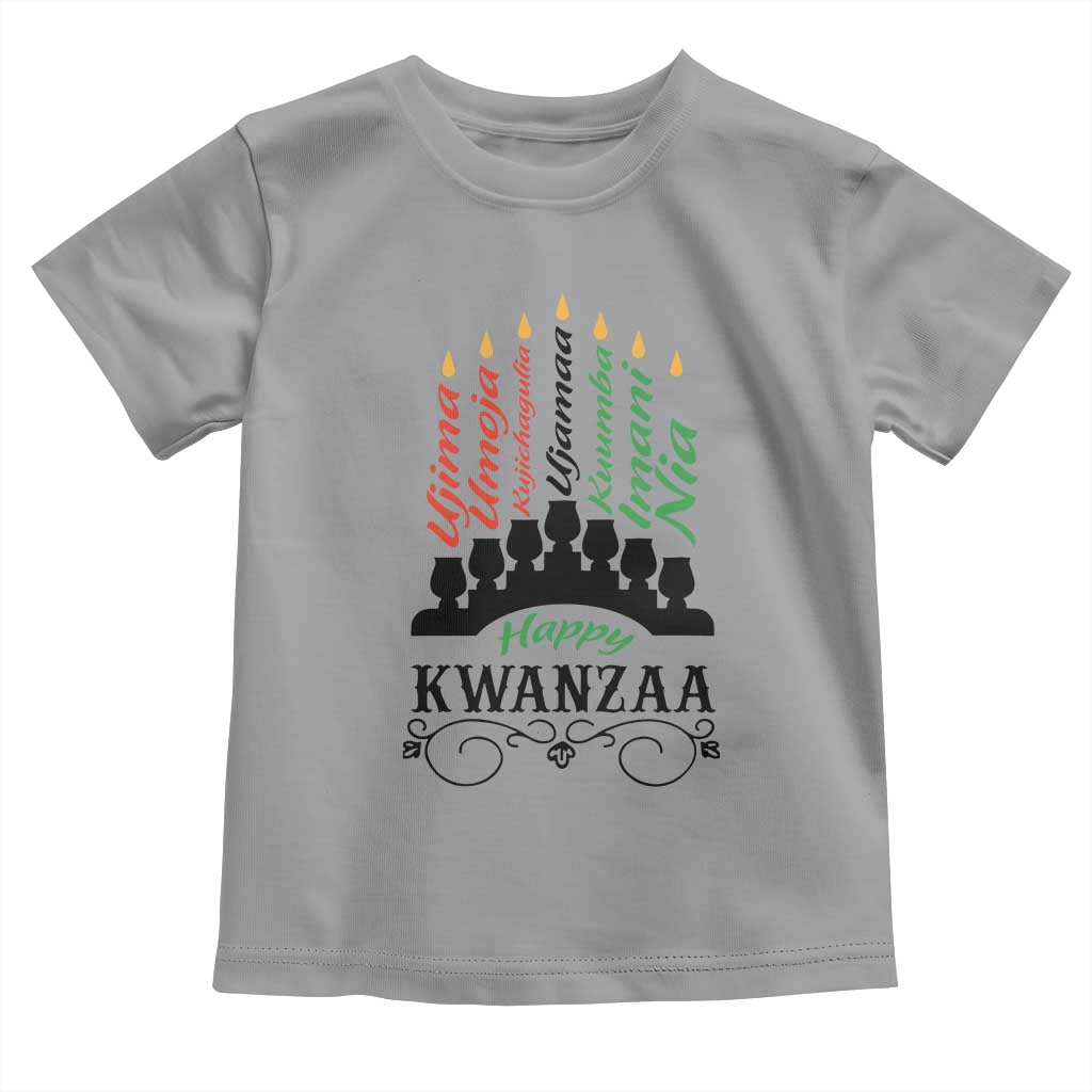 Happy Kwanzaa The 7 Principles African Nguzo Saba Kinara Candles African American Holiday Toddler T Shirt