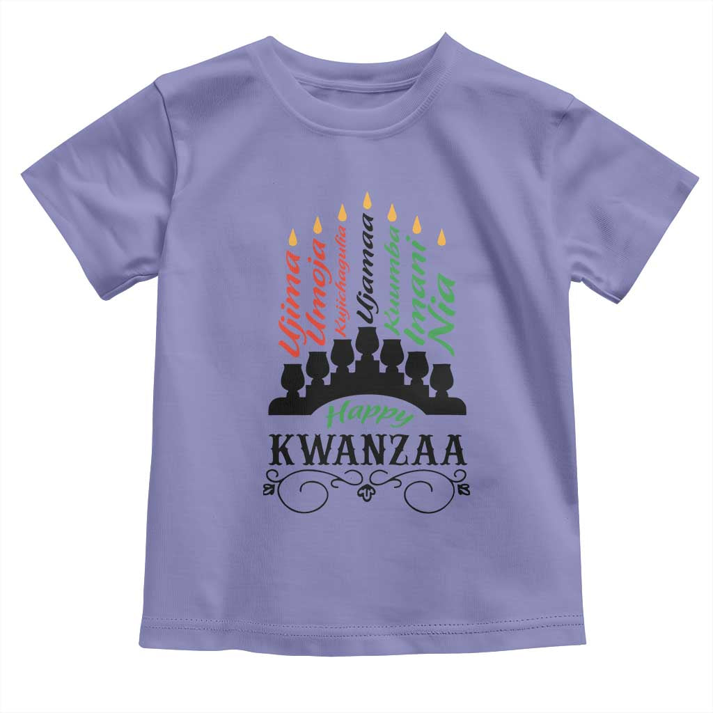 Happy Kwanzaa The 7 Principles African Nguzo Saba Kinara Candles African American Holiday Toddler T Shirt